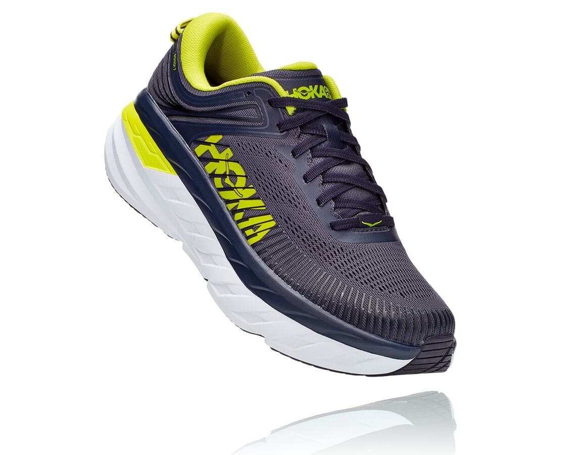 Hoka One One Bondi 7 Herren Straßenlaufschuhe Grau / Tiefes | (DE-3981FLVGQ)